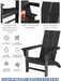Modern Adirondack Chair with Cup Holder, HDPE Plastic Patio Chairs
