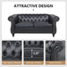 3 Piece Living Room Set, Sectional Chesterfield Sofa Chair Contemporary Upholstered Artificial Leather Loveseat Couch Sets for Living Room, Bedroom, Office (Black)