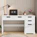 55" Farmhouse Home Office Desk with File Drawer, Executive Computer Desk with 4 Storage Drawers, Rustic Computer Desk for Working, Studying, Writing（White