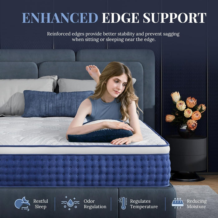 Blue Queen HybridMemoryFoam Mattress Box CertipurUS