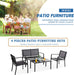4 Pieces Patio Furniture Sets,Outdoor Patio Conversation Sets with Glass Coffee Table, Small Porch Balcony Furniture, Patio Table and Chairs Set for Garden, Backyard (Black)