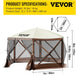 12 * 12Ft 6 Sided Pop-Up Canopy Shelter Tent with Mesh Windows, Portable Carry Bag, Stakes, Large Shade Tents for Outdoor Camping, Lawn and Backyard, Brown/Beige