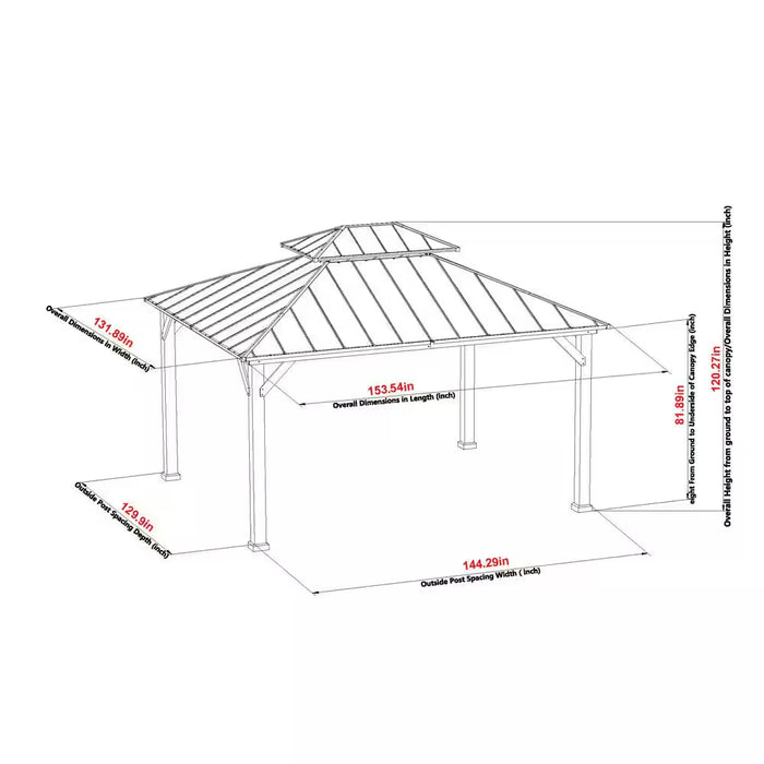 Crownhill 13 Ft. X 11 Ft. Hardtop Gazebo with Wood Posts