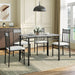 5 Piece Dining Table Set for 4, Faux Marble Kitchen Table and Chairs Set of 4, Vintage Rectangular Dining Room Table with Cushion Padded Seat, Metal and Wood Dining Set Kitchen Furniture, Grey