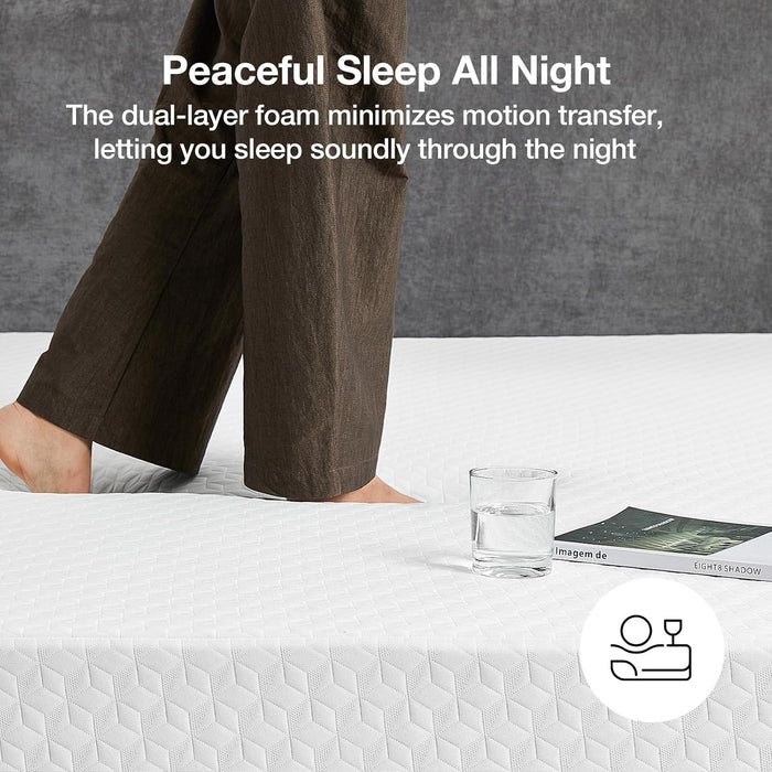Queen Mattress, 12 Inch Queen Memory Foam Mattress in a Box, Dual-Layer Design with High-Density Base for Support & Pressure Relief, Natural Fiber Infused for Cool & Refreshing Sleep，Firm