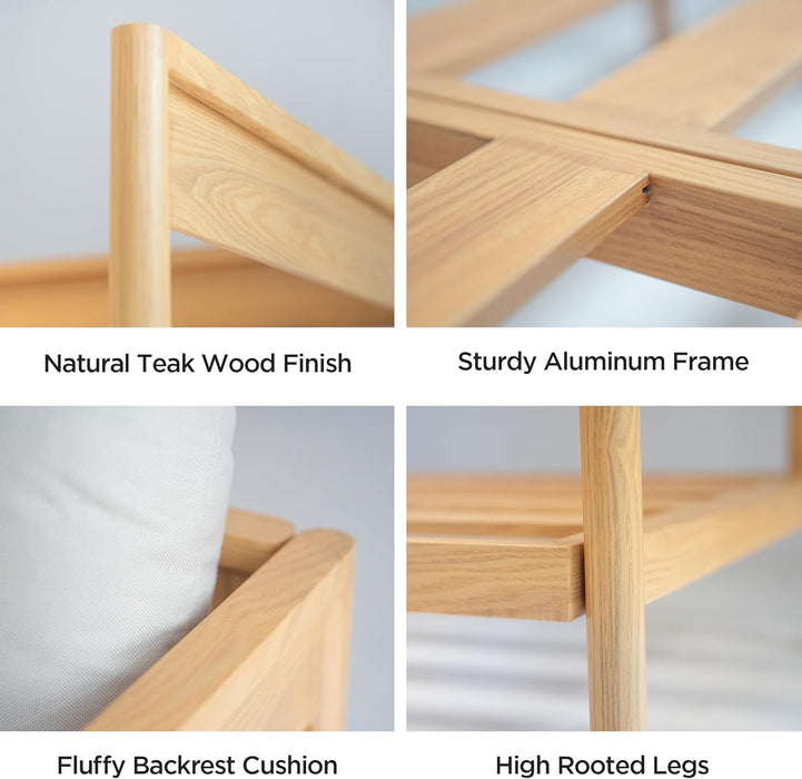 Outdoor Patio Furniture Set, Modern All-Weather Aluminium Conversation Sectional L-Shaped Sofa with Thick Cushions for Backyard, Garden, Porch, 5 Seats, Beige