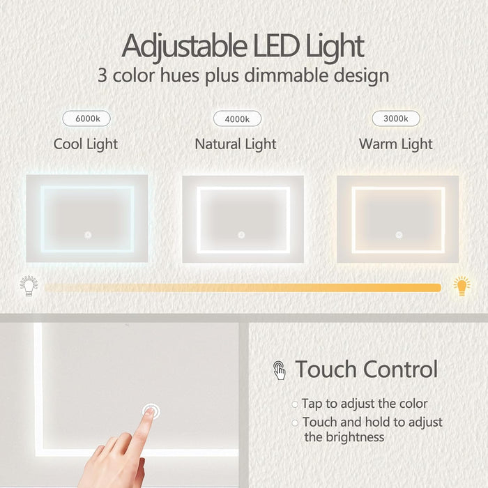 Vanity Desk with Mirror & LED Lights, Built-In Power Outlet, Dimmable LED Lighting, 7 Drawers & 7 Storage Compartments, Includes Padded Stool – Ideal Table for Bedroom Dressing Room (White)