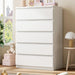 5 Drawer Dresser for Bedroom, White Dresser Chest of Drawers, Tall Dressers for Bedroom with Handleless Drawers, 15" D X 23.7" W X 40.4" H Storage Dressers for Living Room, Hallway and Entryway-White