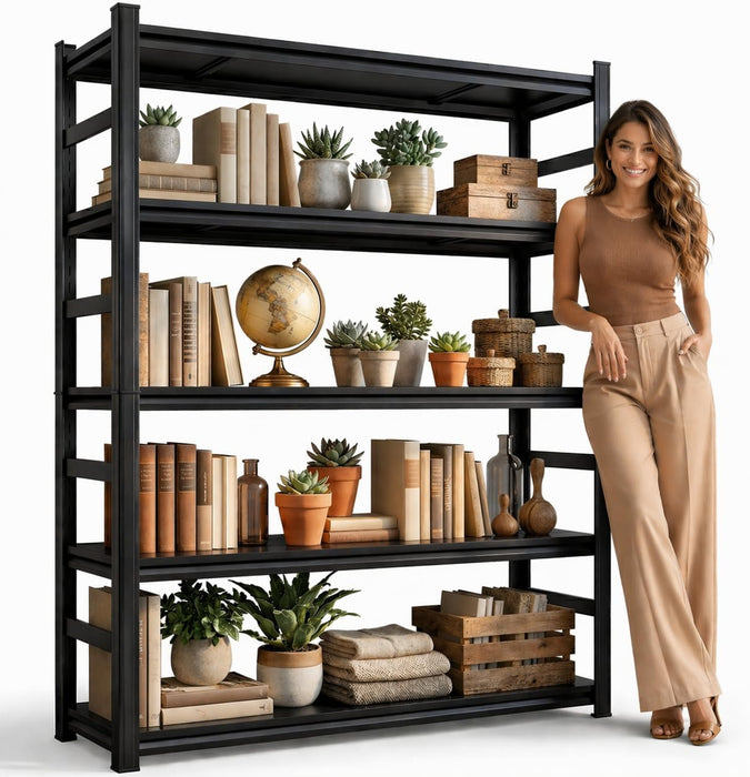 Five Tier IndustrialStrength Metal Bookshelf SeventyTwoInchTall