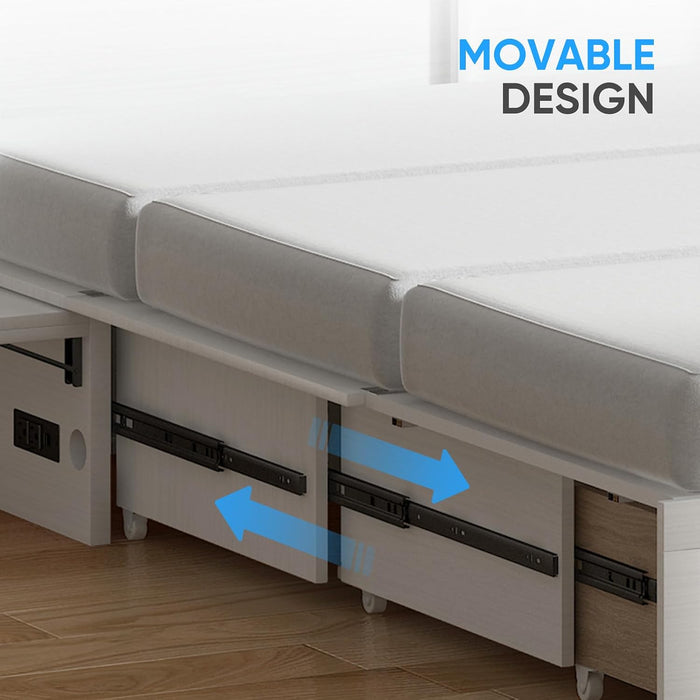 Queen Murphy Bed Featuring Mattress Included White