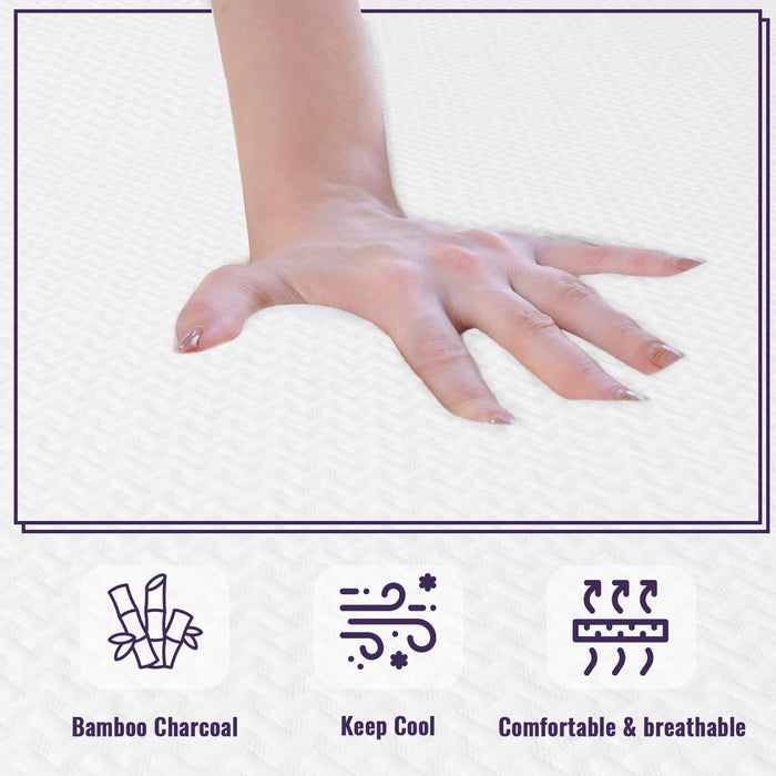 12 Inch Full Size Bamboo Charcoal Cooling Gel Memory Foam Mattress in a Box/Medium-Firm Mattress/Fiberglass Free/Pressure Relief & Temperature Regulation/Certipur-Us Certified,White Full