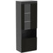 2 Piece 71In Tall Bookcase Storage Cabinet with Glass Doors, Modern High Gloss LED Bookshelf Display with 5 Tiers for Storage & Adjustable Glass Shelves for Living Room, Office, Black