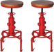 Aged Antique Vintage Industrial Barstool Solid Wood Water Pipe Fire Hydrant Design Cafe Coffee Industrial Bar Stool Set of 2 Antique Red