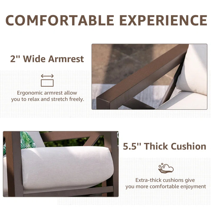 Isfried 3 Piece Metal Frame Outdoor Conversation with Thick Cushions