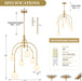 6 Lights Mid Century Modern Chandelier, Milk Glass Globe Chandelier Light Fixture with Gold Metal & White Ball, Large Pendant Lighting Ceiling Hanging for Dining Room Kitchen Island Entryway