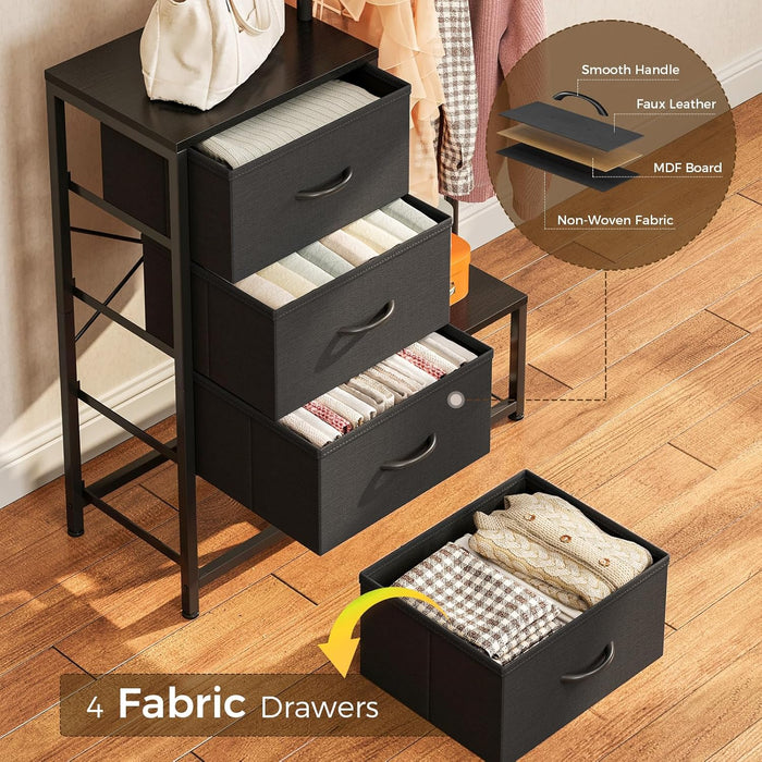 Small Black 3 In 1 UltraCompact DresserWithRacksAndShelves