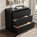 55" Wide Modern Curved 3 Drawer Dresser，Black