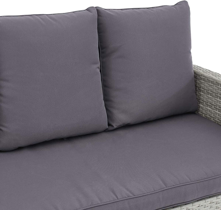 6 Pieces Patio Dining Sets Outdoor Space Saving Rattan Chairs with Table Patio Furniture Sets Cushioned Seating and Back Sectional Conversation Set (Grey)