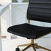 Ivy Armless Swivel Task Chair for Home Office in Black Faux Leather with Polished Brass Frame