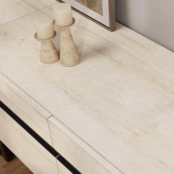 Modern TV Stand for Tvs up to 75 Inch, 2 in 1 Entertainment Center TV Console with Storage Cabinets and Metal Base,Media Console for Living Room,Light Oak