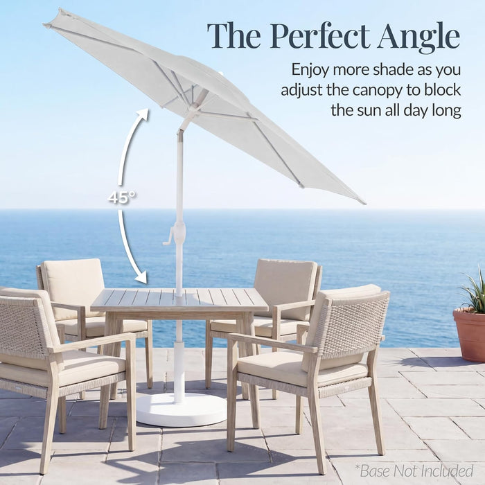 Best Choice Products 7.5Ft Patio Umbrella White Pole, Outdoor Market Umbrella with Push Button Tilt and Crank Lift, Steel Pole Umbrella for Backyard Patio Garden Pool Outdoor Shade - Fog Gray