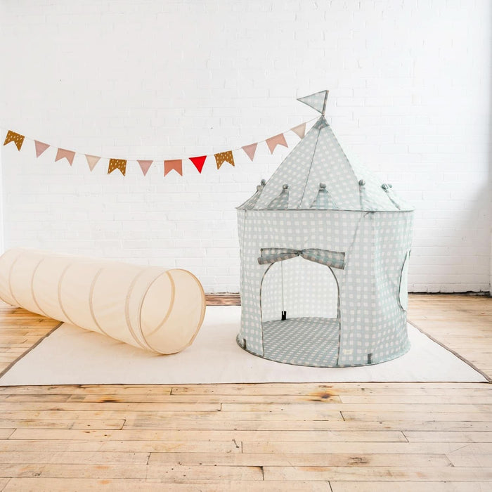 Kids Play Tent - Sustainable Recycled Fabric – Fun Spacious Childs Playhouse for Indoor Games for Boys & Girls - Durable Fort Pop up House for Toddlers & Children Age 3-10 - Gingham Blue