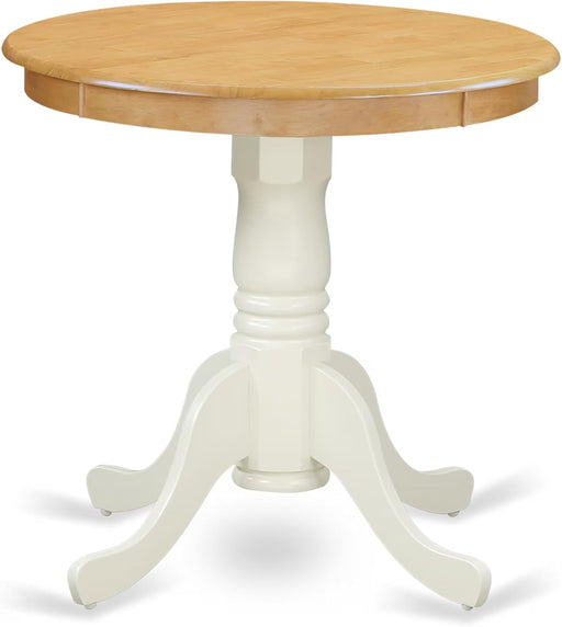 EMT-OLW-TP Eden Dining Room Table - a round Kitchen Table Top with Pedestal Base, 30X30 Inch, Oak & Linen White