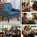 Blue Mid Century Upholstered Fabric Accent Armchair