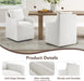 Upholstered Dining Chairs Set of 2, Modern Dining Room Chairs with Casters & Washable Cover, Rolling Accent Chair with Hidden Storage for Kitchen, Farmhouse, Living Room, White, 2 Box