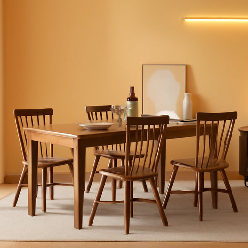 Windsor Dining Chairs Farmhouse Dining Chairs Set of 4 Modern Wood Kitchen Chairs Mid Century French Country Spindle Chair for Dinning Room Kitchen Restaurant Bar Canteen Library, Walnut