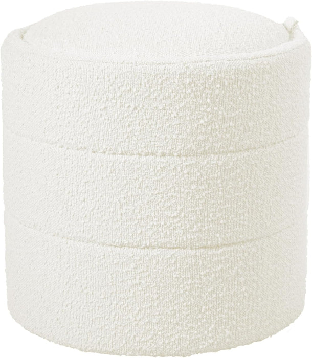 Storage round Ottoman with Removable Lid (With Hidden Storage) |  Home Décor | Upholstered round Ottoman – Cream Boucle