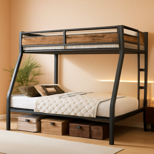 TwinOverFull Bunk Bed With Industrial Guardrail System