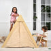 Oak Foldable Triangle Climber 5 in 1 Kids Playhouse Hideaway Montessori Learning Play Tent, Desk, Chair Stool, Art Easel, Chalkboard, Teepee Climbing, Crawling Tunnel Toy Toddler Playset