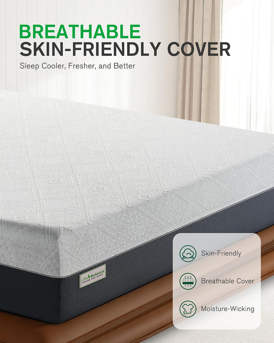 Queen Size Mattress, 10 Inch Cooling-Gel Memory Foam Mattress Made in USA, Certipur-Us Certified Mattresses in a Box, Medium Firm, Pressure Relief, Motion Isolation, CY-10-Q-V