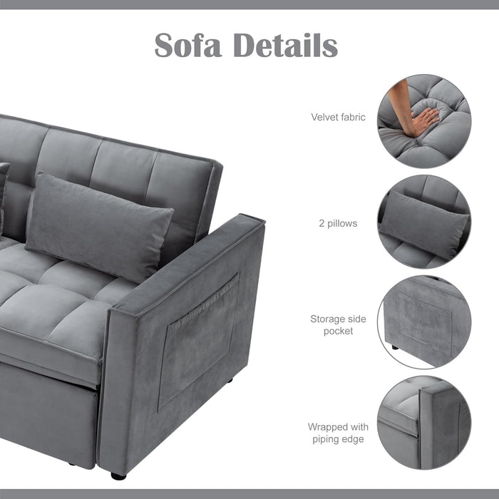 54 Inches Convertible Sofa Bed With AdjustableBackrest