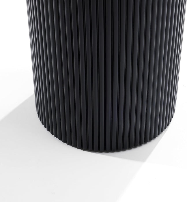 Luxenhome Black Side Table, 22" Fluted round Side Table for Small Spaces, Modern Accent End Table for Living Room Couch, Bedroom, Bedside Table, Nightstand