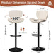 Bar Stools Set of 2, Leather Adjustable Barstools Counter Height Modern Bar Stools, Island Chairs Set of 2 for Kitchen, Beige