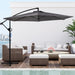 Offset Patio Umbrella with Easy Tilt Adjustment,Crank and Cross Base, Outdoor Cantilever Hanging Umbrella, Sunshade Free Standing Canopy, Dark Gray