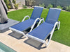 Lounge Chair Outdoor Set of 2 W/Armrest for Poolside Navy Blue