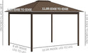 10' X 12' Hardtop Gazebo Canopy with Galvanized Steel Roof, Aluminum Frame, Permanent Pavilion with Top Hook, Netting and Curtains for Patio, Garden, Backyard, Deck, Lawn, Brown