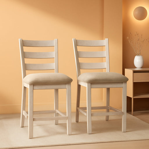 Skempton 24" Counter Height Upholstered Barstool, Set of 2, Antique White