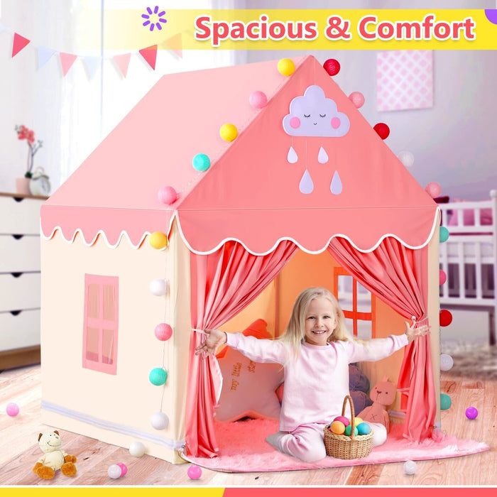 Kids Play Tent with Rug for Girls Large Fairy Playhouse for Kids Princess Cas...