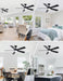 48 Inch Ceiling Fans with Lights and Remote, Downrod Mount, Sloped Ceiling Compatible up to 15°, Quiet Reversible DC Motor, 3CCT Dimmable LED, Black Ceiling Fan for Bedroom Living Room