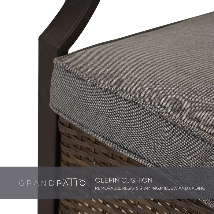 Outdoor Chairs Set of 2, Wicker Patio Seating with Olefin Cushion for Front Porch Small Balcony outside (Grey)