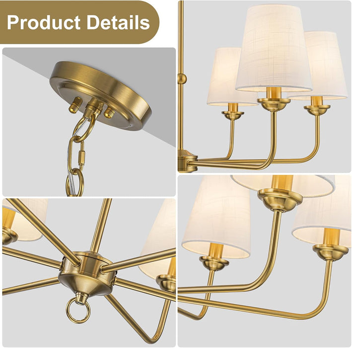 Elegant Brushed Gold Antique Chandelier With Shade