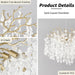18-Inch Coastal Chandelier 6-Light Gold Tree Branch Crystal Chandelier
