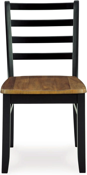 Blondon Rectangular Dining Room Table Set with 6 Chairs, Chevron Pattern, Tapered Legs, Seats 6, Wood, 60" Long, Brown & Black