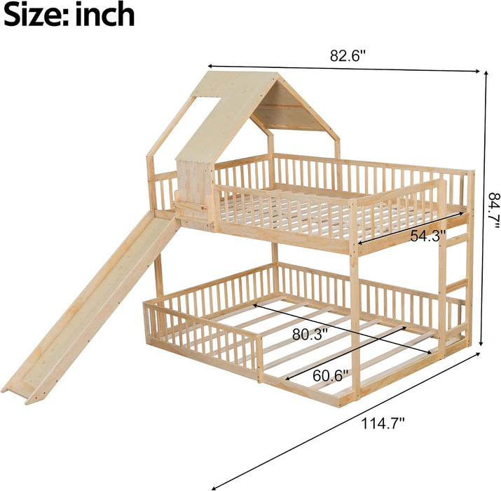 Natural SolidWood ExtraLarge OverQueen Bunk Bed Slide