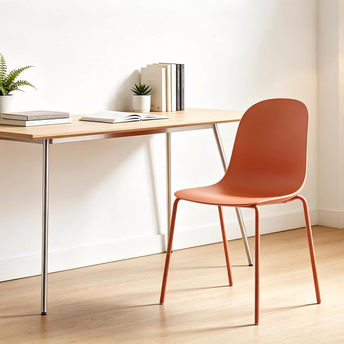 Dining Chairs Set of 2, Plastic Stackable Kitchen Chairs, Modern Indoor/Outdoor Chair with Metal Legs for Dining Room, Kitechen, Cafes, Restaurants (Terracotta)