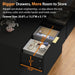 Black Dresser for Bedroom, 8 Drawer Dresser with Deep Drawer, Tall Modern Chest of Drawers with Golden Handle, Large Storage Organizer Bedroom Furniture, TV Stand for Living Room, Hallway, Entryway